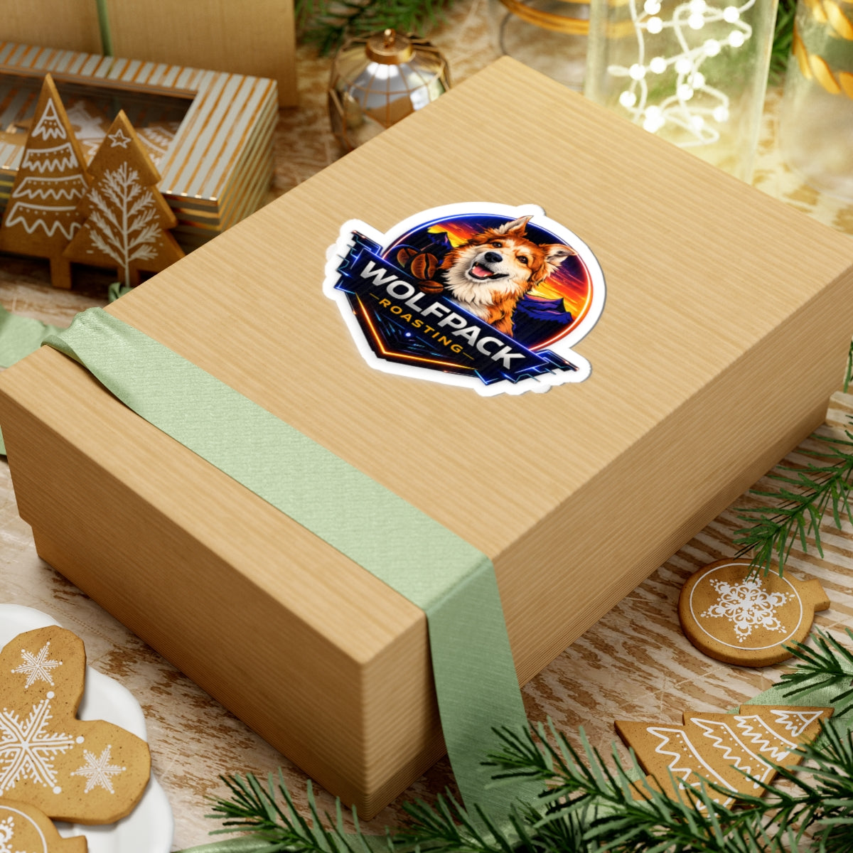 Wolfpack Roasting Kiss-Cut Sticker — Coffee Brand Logo Sticker