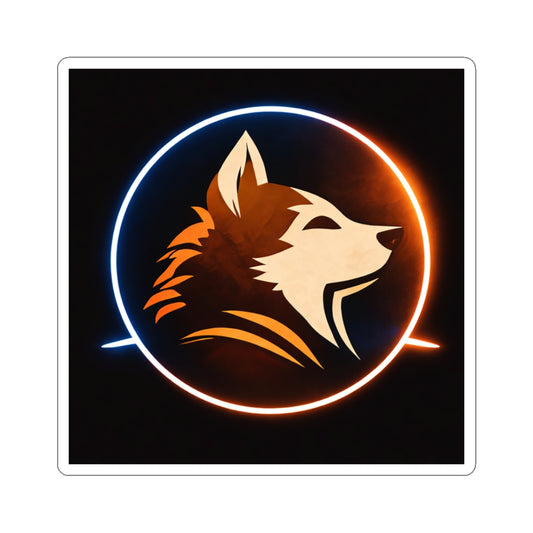 Wolf Logo Sticker — Neon Circle Husky Kiss-Cut Sticker for Laptops & Gear