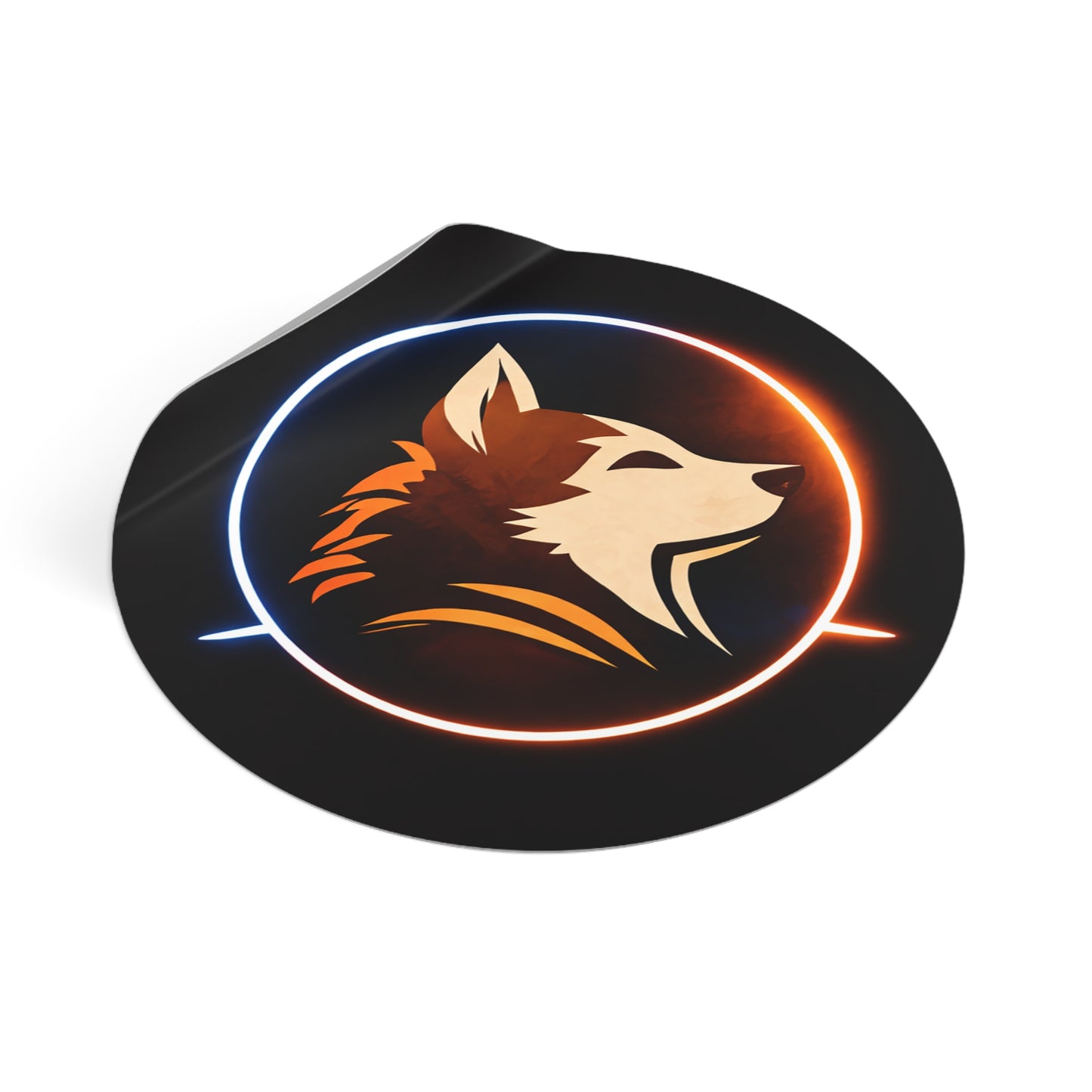 Wolf Emblem Vinyl Sticker — Neon Circle Hunting Pack Decal