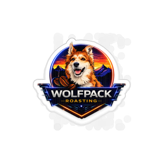 Wolfpack Roasting Die-Cut Sticker — Husky Dog Logo Sticker for Coffee Lovers, Laptops & Water Bottles