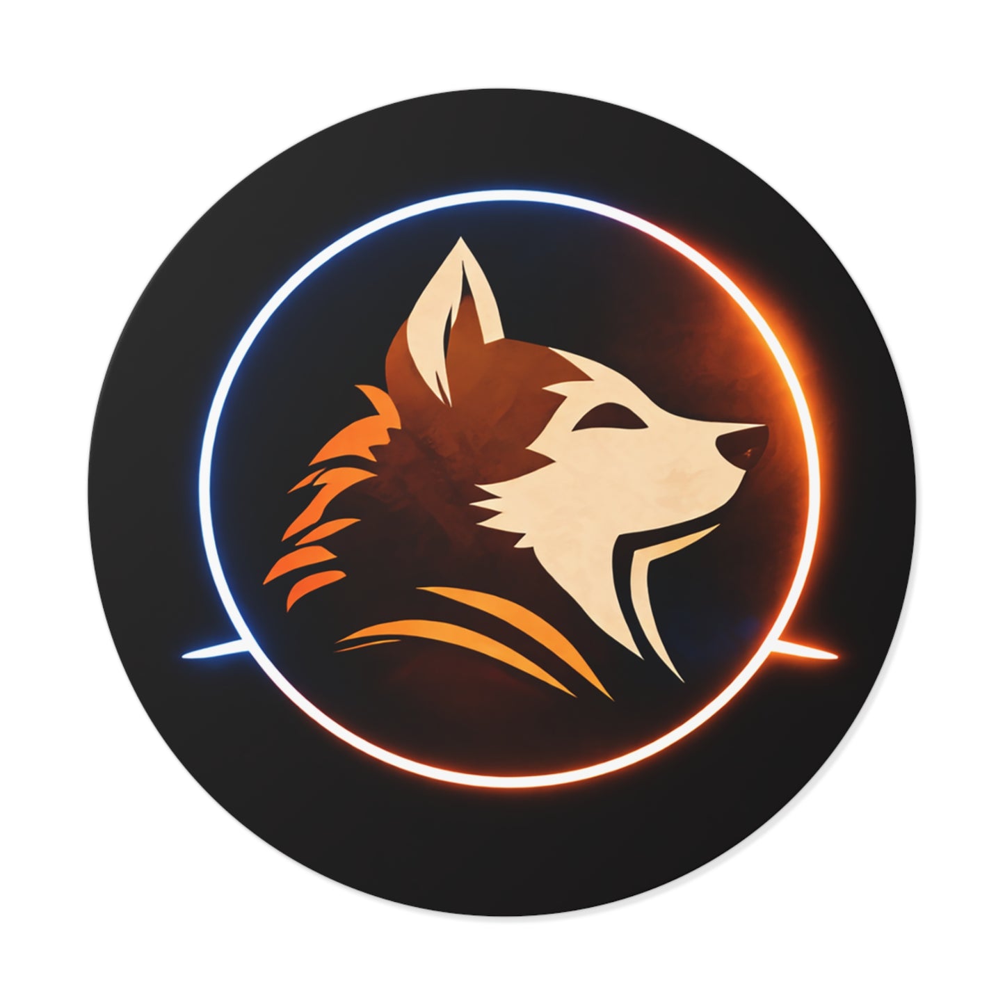 Wolf Emblem Vinyl Sticker — Neon Circle Hunting Pack Decal